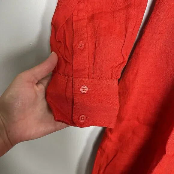 J.CREW Cabana Mini Dress in Linen Size Small Red NEW Beach Preppy Casual CI922 - Picture 6 of 16